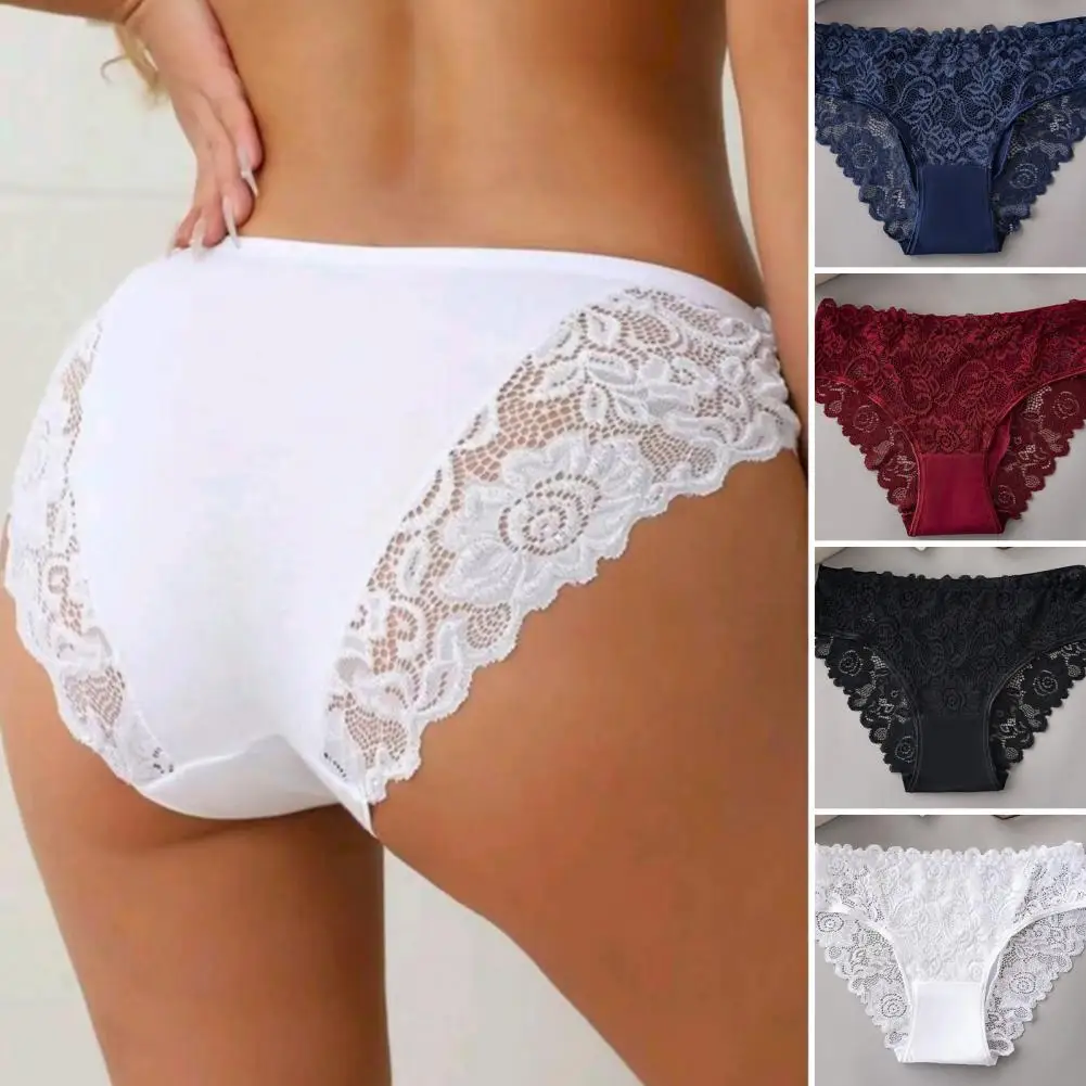 Hollow Lace Panties Set for Women Cotton Patchwork Hollow Out Floral Embroidery Women Briefs Sexy Female Underwear Lingerie