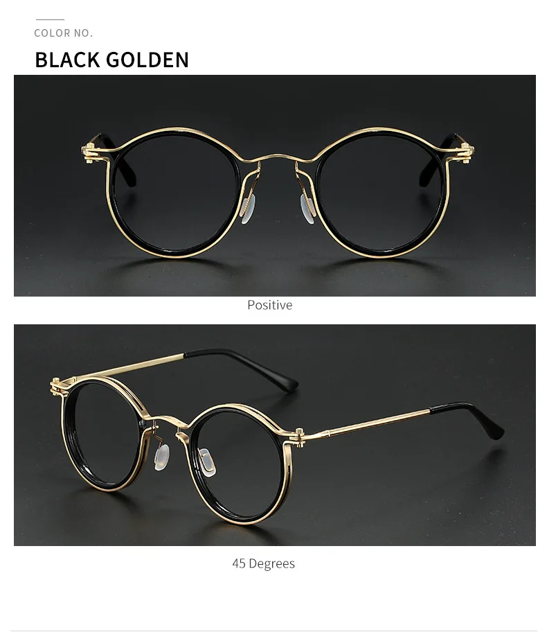 Vintage Lesebrille Anti Blaues Licht Gläser Männer Luxus Runde Rahmen Presbyopie Brille Klare Linse Männer Frauen Metall Gläser – Detail 13