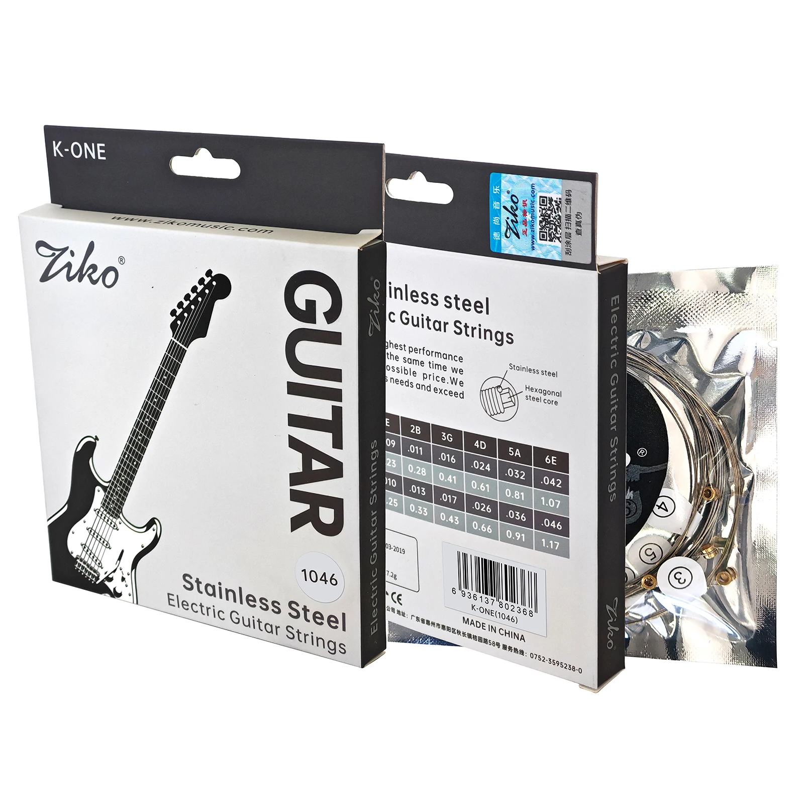 ZIKO Electric Guitar Strings 1046 (10-46) & 0942 (9-42) Hexagonal High-Carbon Steel Core With Rust Resistance & Superior Tone
