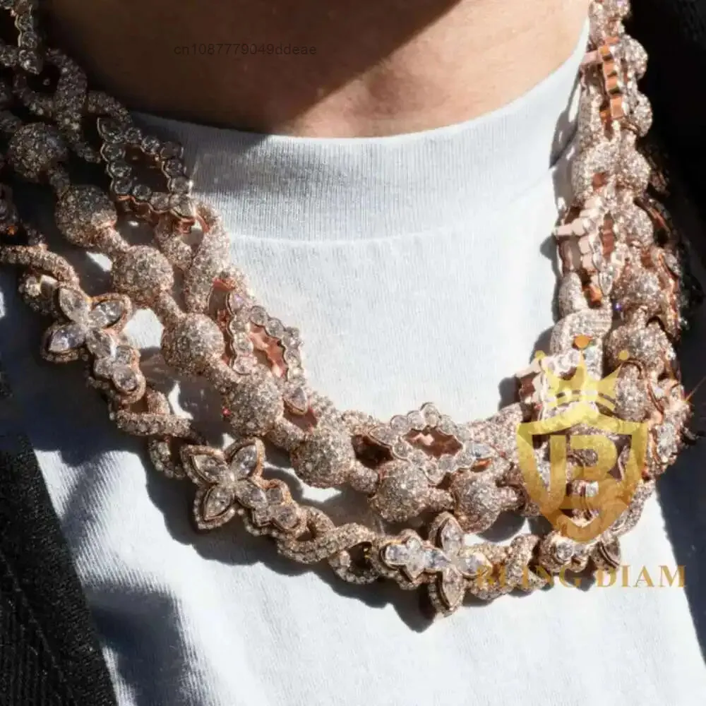 

Arrival Hip Hop Jewelry Vvs Moissanite Cuban Link Chain Cross Design Moissanite Ice Out Cuban Chain Pass Diamond Test