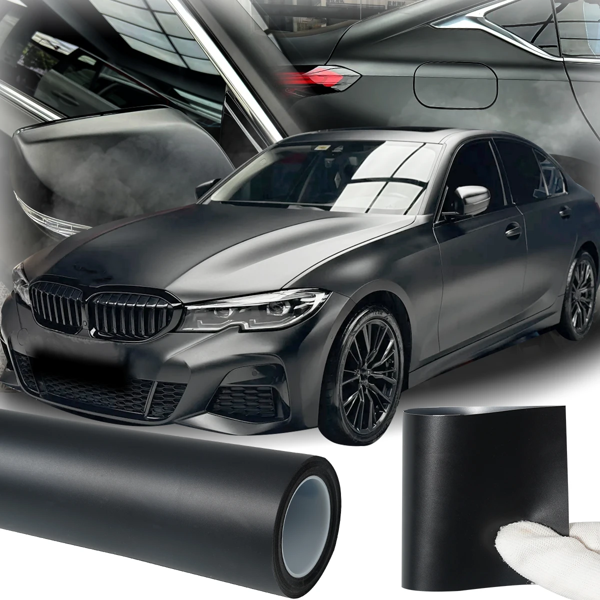 

ТПУ матовая черная поверхность автомобильная упаковочная пленка наклейка виниловый рулон воздухозаборная краска для кузова изменение цвета наклейка передняя крышка/кузов автомобиля