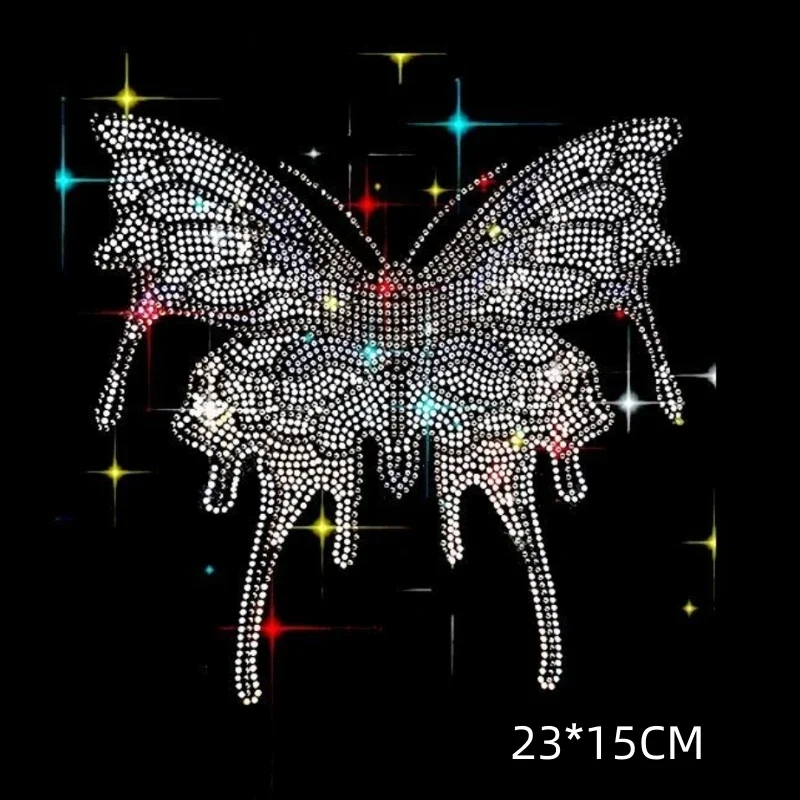 Glitter Stickers strass Iron-on Transfers Patch per abbigliamento abbellimento farfalle Decorative accessori Dress Patch