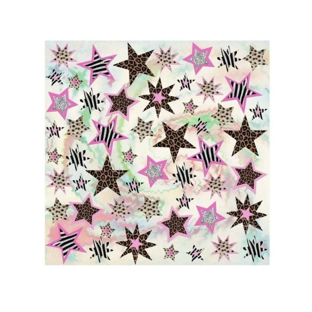 Durable Vintage Square Scarf Y2K Style Leopard Star Print Headscarf Sweet Edgy Lightweight Hair Scarf Wrist Wrap