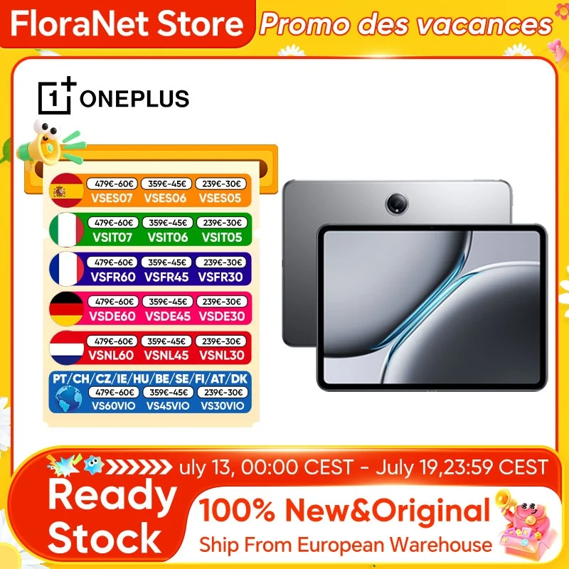 Versione Globale del Tablet Oneplus Pad 2, Snapdragon 8 Gen 3, Schermo 12.1'' 144Hz, Batteria 9510mAh, Memoria 12+256GB, Fotocamera 13MP, Sistema Operativo 14.1