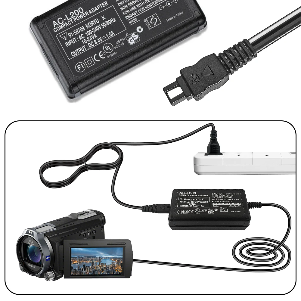 AC-L200C/B/D L25B 100V-240V AC 電源アダプター ビデオカメラ充電器