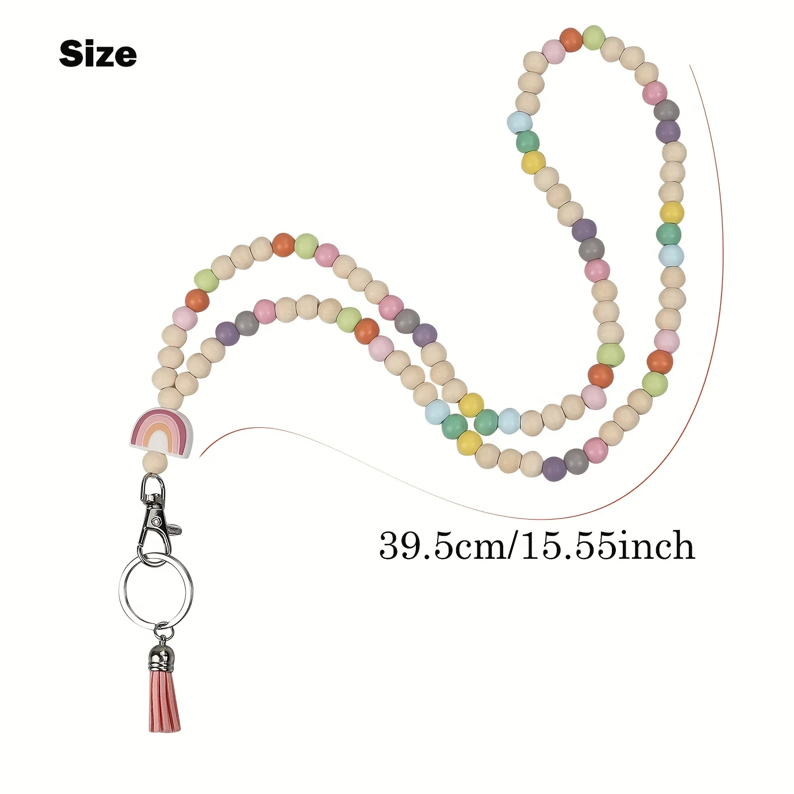 Neck Keychain Strap Boho Tassel Wooden Beaded Lanyard for Keys Keychain ID Card Holder Fashion Necklace Lanyards for Women Gift