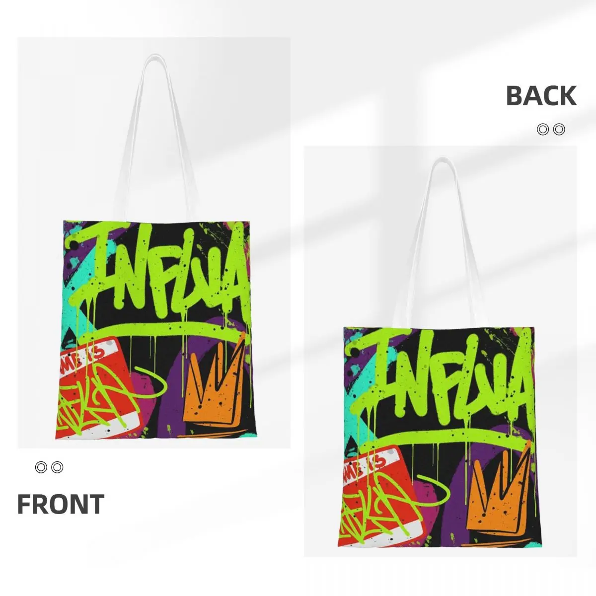 Tas Belanja Seni Jalanan Grafiti Hip Hop Pola Perkotaan Tas Kanvas Wanita Tas Tote Wanita Dapat Digunakan Kembali Tas Tangan Travel
