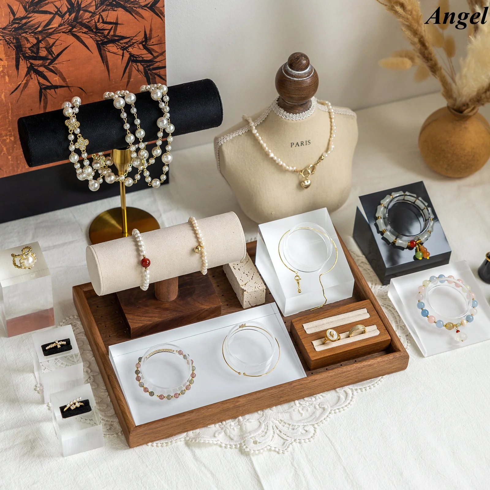 

Акриловая подставка для браслетов, прозрачная витрина для ювелирных изделий, держатель для браслетов, часов, поднос для хрустальных бусин