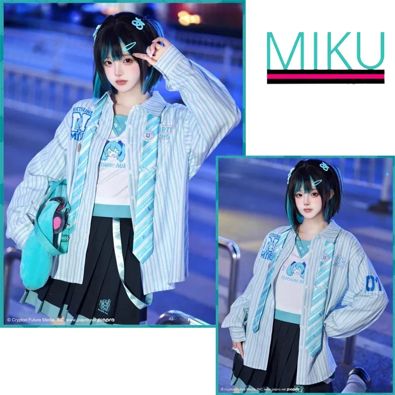 Hatsune Miku Shirt Anime Peripheral Cute Cartoon Jacket Loose Top Kawaii Sweet Long Sleeve Jacket Casual and Versatile Y2K New