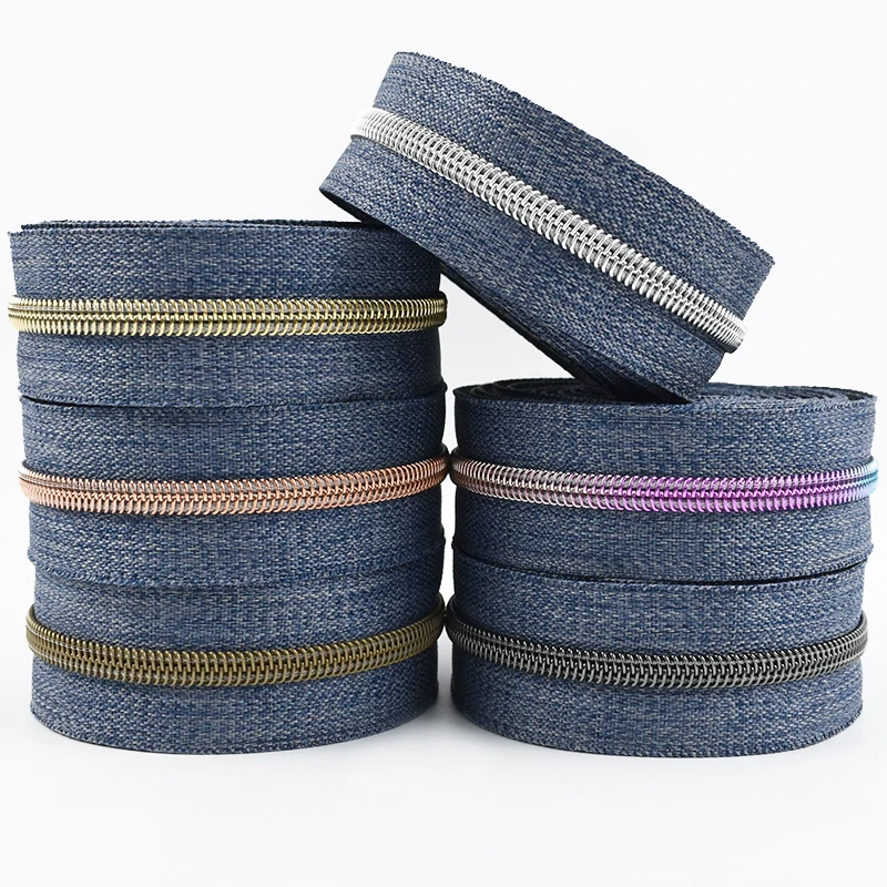 

1-5M Meetee 5# Denim Nylon Zipper Tape By The Meter Garment Plastic Zippers Roll Sewing Zips Repair Kits DIY Crafts Accessories