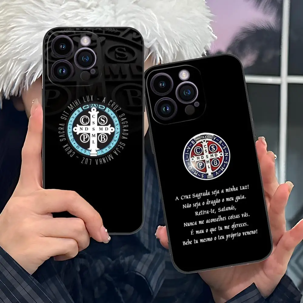 

Saint Benedict Medal Phone Case for iPhone 17 16 15 14 13 12 11 X XR XS 8 7 Air Pro Max Plus Mini Soft TPU Shockproof Cover