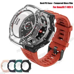 Tempered Glass+Case For Amazfit T-REX 3 SmartWatch Full Cover Bumper Protective Shell For Huami Amazfit T Rex 3 Screen Protector