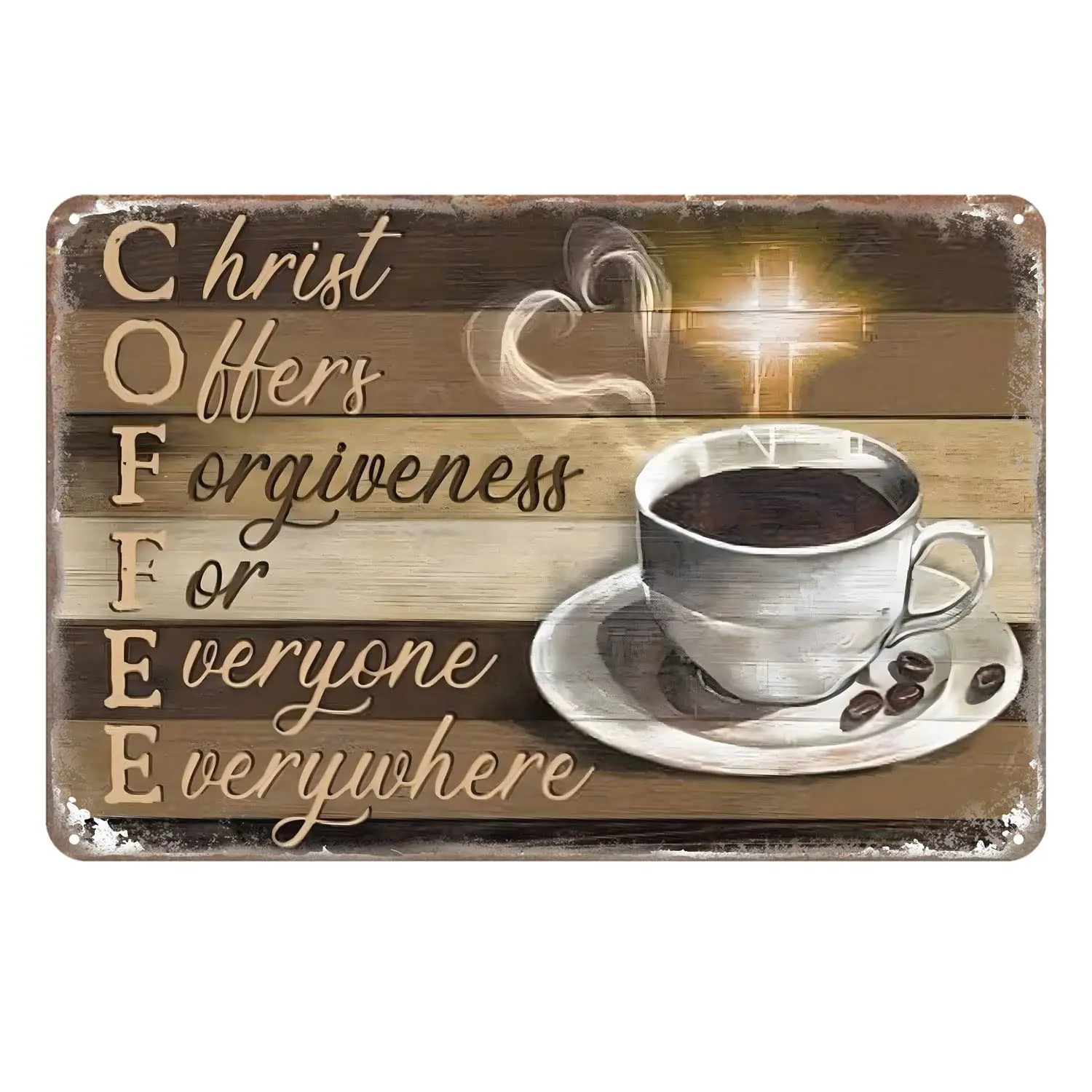 Aenaon Christ Offers Forgiveness for Everyone Everywhere Gifts Funny Bathroom Decor Wall Art Coffee Bar Vintage Metal Tin Sign O