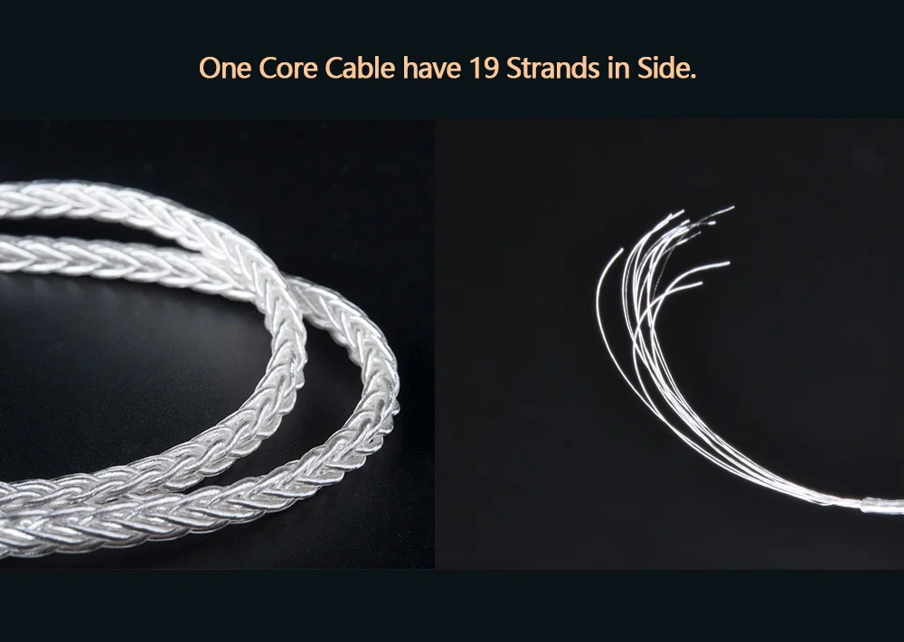 KBEAR 8-adriges verbessertes silbernes kabelgebundenes Kopfhörerkabel 2PIN/MMCX/QDC Gaming-Kopfhörer Ohrhörer Headset für KZ KS1 KS2 TRI Meteor IEMs – Detail 3