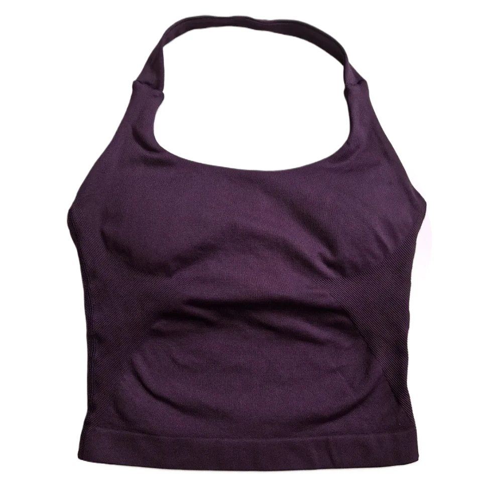 Gym Top Dameskleding Strappy Workout Tank Top Gewatteerde sportbeha Backless Yoga Shirts Naadloze Gym Crop Top Halter Fitness Vest