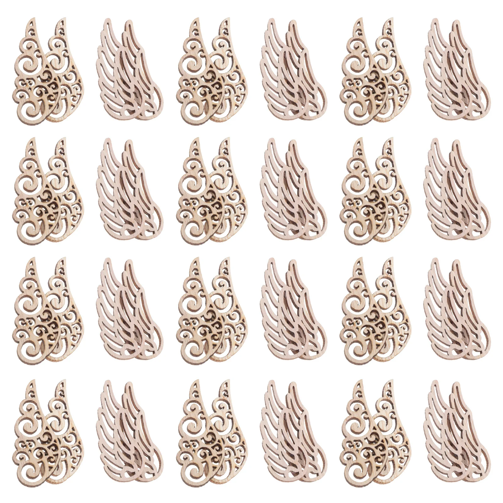 

100Pcs Wooden Angel Wing Pendants Unpainted Craft Supplies for DIY Christmas Ornaments Home Decor Holiday Wall Art Decoration