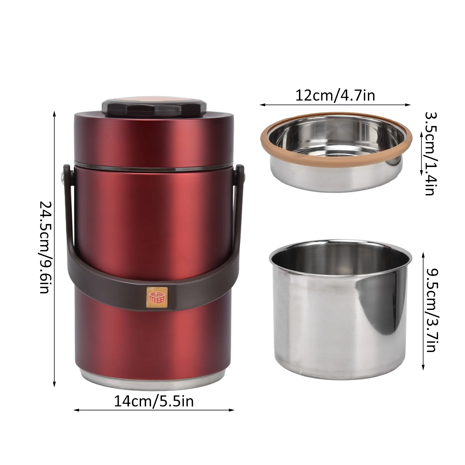 Insulated Lunch Containers 304 Stainless Steel Material Double Vacuum Interior 2300ml Capacity 3 Layer Food Pot for Work