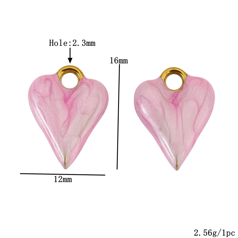 Breloques en forme de cœur en émail coloré en acier inoxydable, pendentifs pour Bracelets, bijoux, boucles d'oreilles, accessoires de fabrication de colliers, 3 pièces