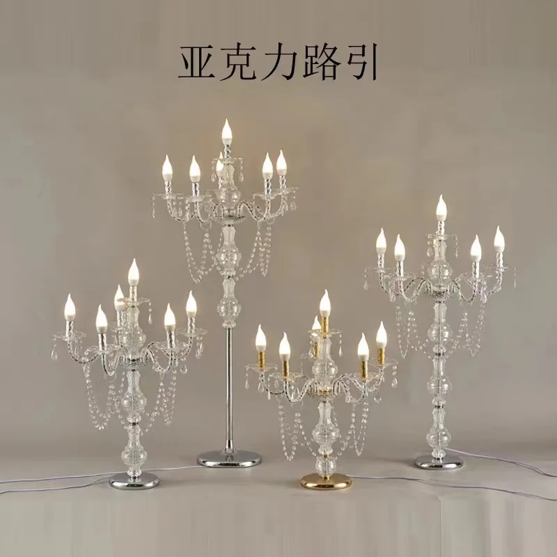 New 6-head acrylic transparent crystal lamp, road guide luminous wedding props photo area welcome area wedding plutonium
