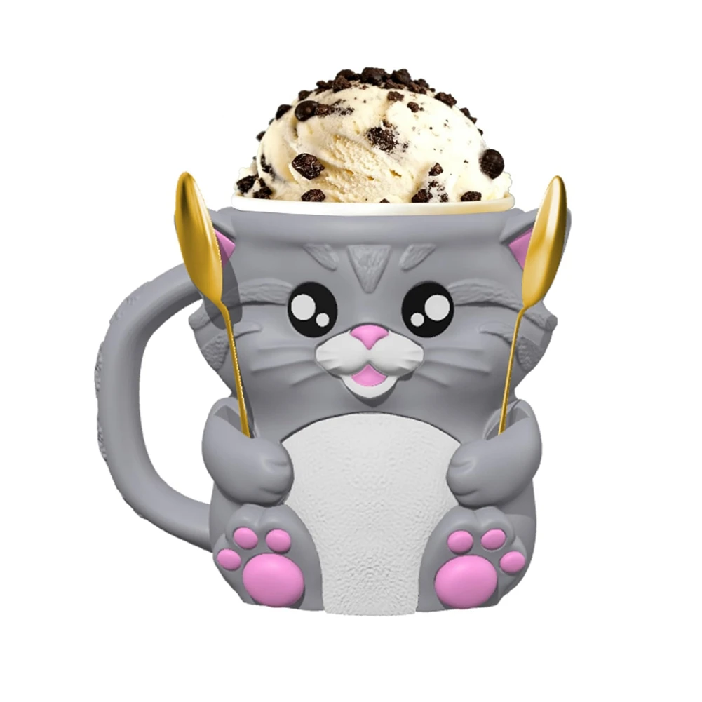 A26F-Reusable Gift Idea(Grey) Ice Cream Pint Holder With Handle, Leak-Proof Container Includes 2 Spoons