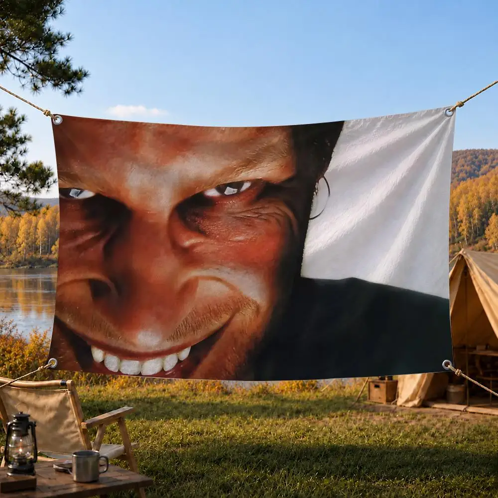 Aphex Twin 90s Electronic Music Artist Flags Home Yard & Garden Decor Banner - Indoor Outdoor Wall Hanging Flag