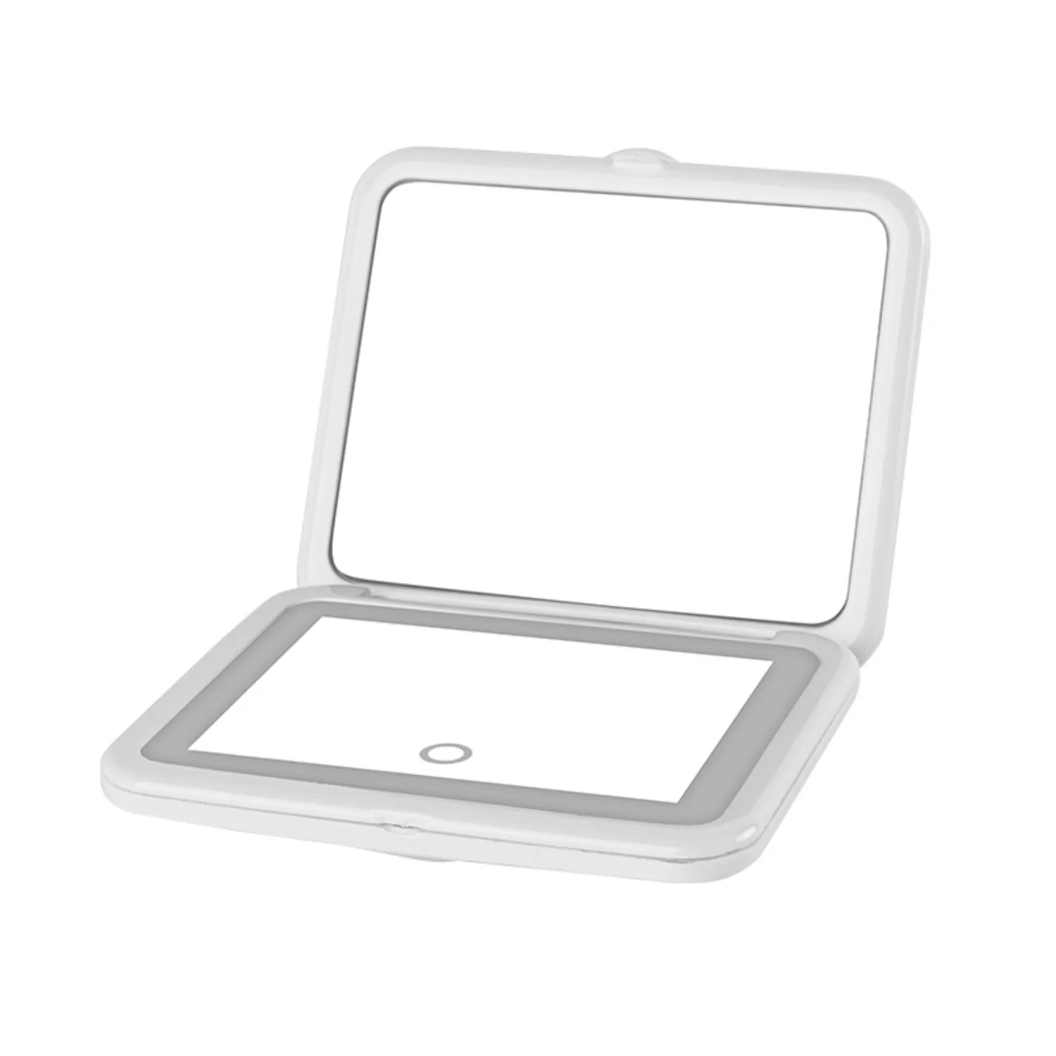 2-in-1 opvouwbare make-upspiegel - 5x vergroting + platte spiegel, Touch LED-licht (koel/warm), oplaadbare draagbare make-upspiegel