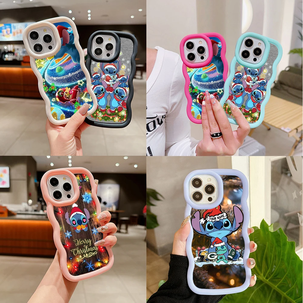 Samsung A04 A04E A05S A06 A14 A54 A15 A25 A35 A55 Soft Phone Case Macaron Big wave Cover SS195 Disney Stitch Merry Christmas