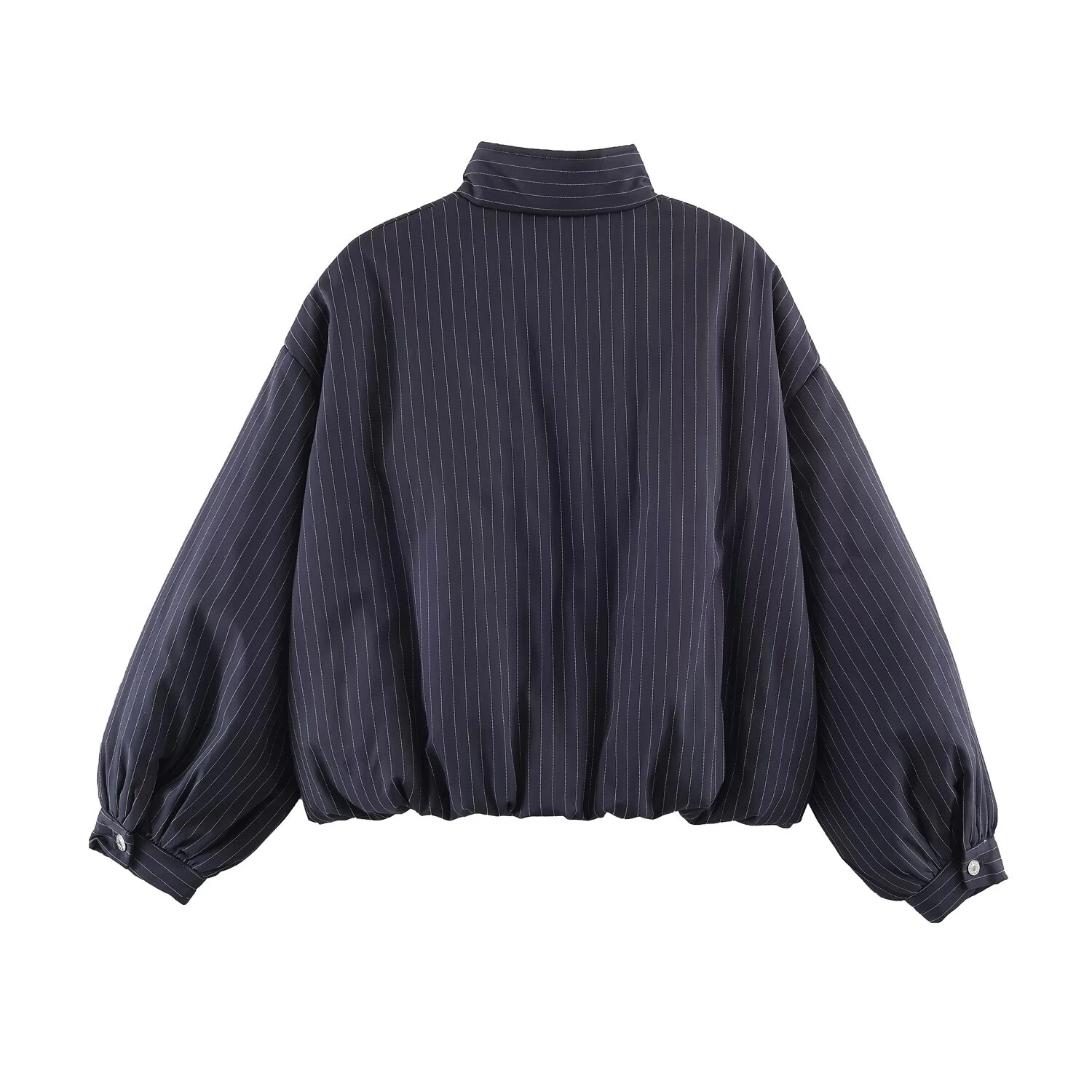 Nieuw product voor dames in Europese en Amerikaanse stijl 2025, dun gestreept, los, veelzijdig jasje met lange mouwen