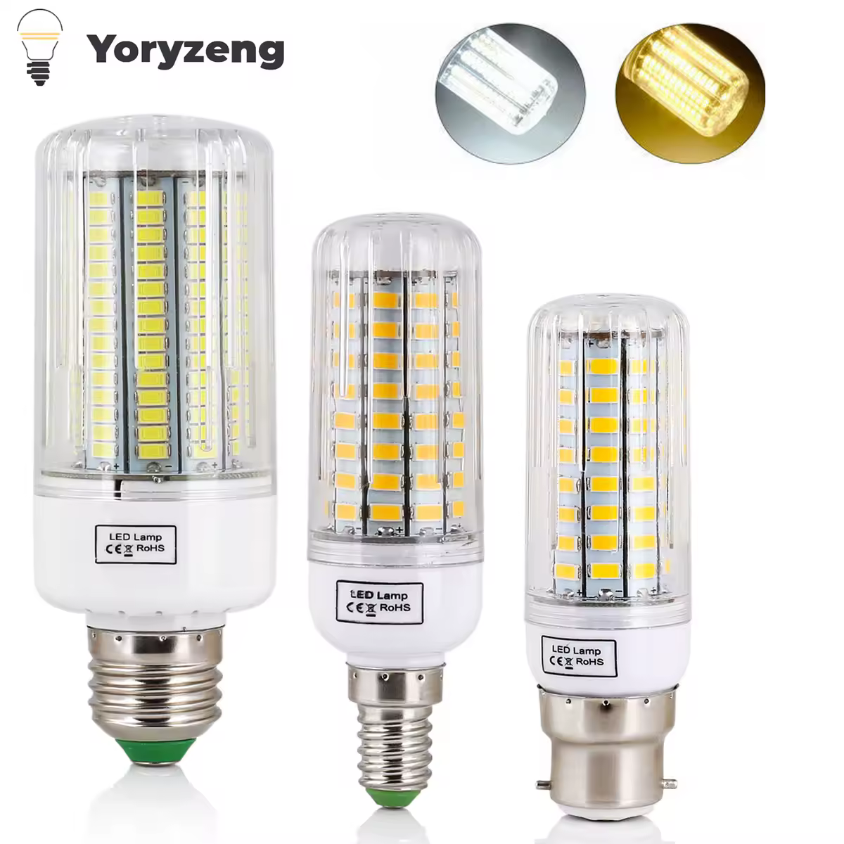 נורות תירס LED E27 E14 B22 ברג ביונט קאפ SES 7W 12W 30W 45W בהירות גבוהה מאוד 165LEDs מחליף 150W נורות הלוגן