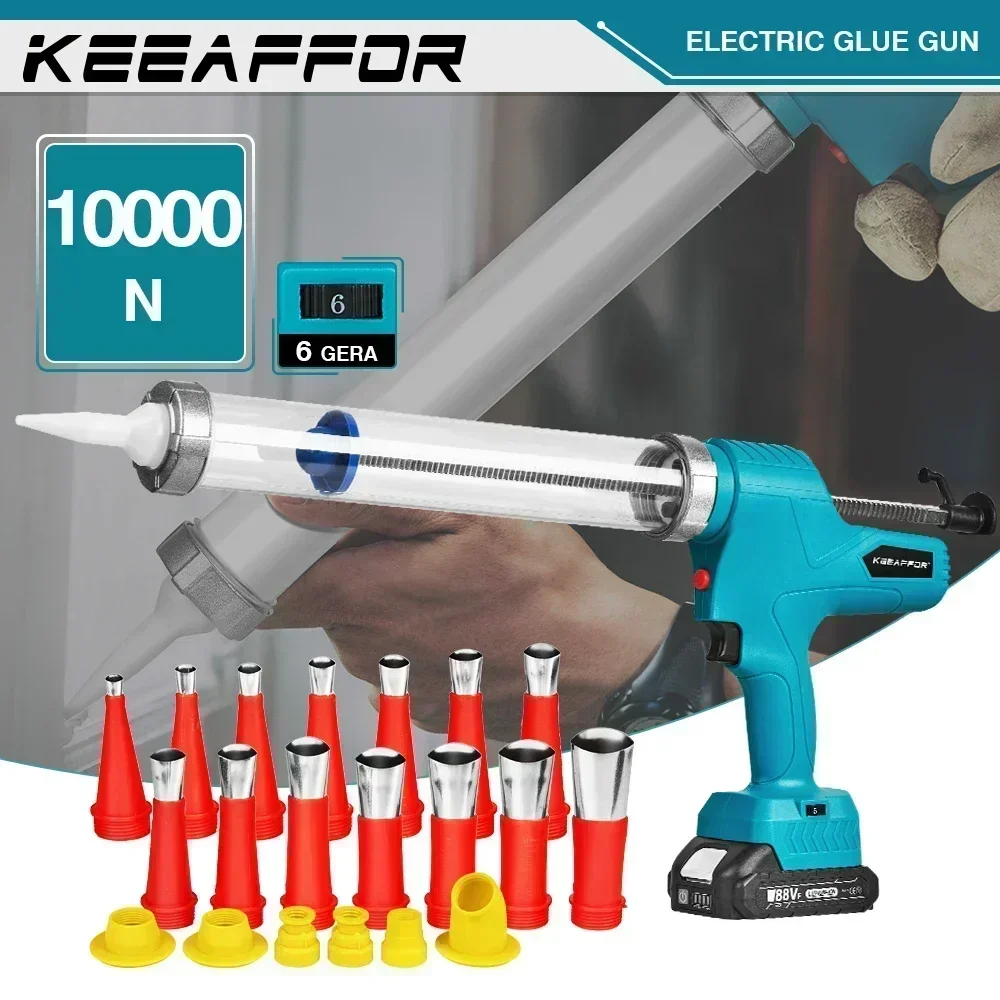 KEEAFFOR 10000N Elektrisch lijmpistool 6 versnellingen Draadloos elektrisch multifunctioneel kitpistool Lijmkit voor Makita 18v batterij