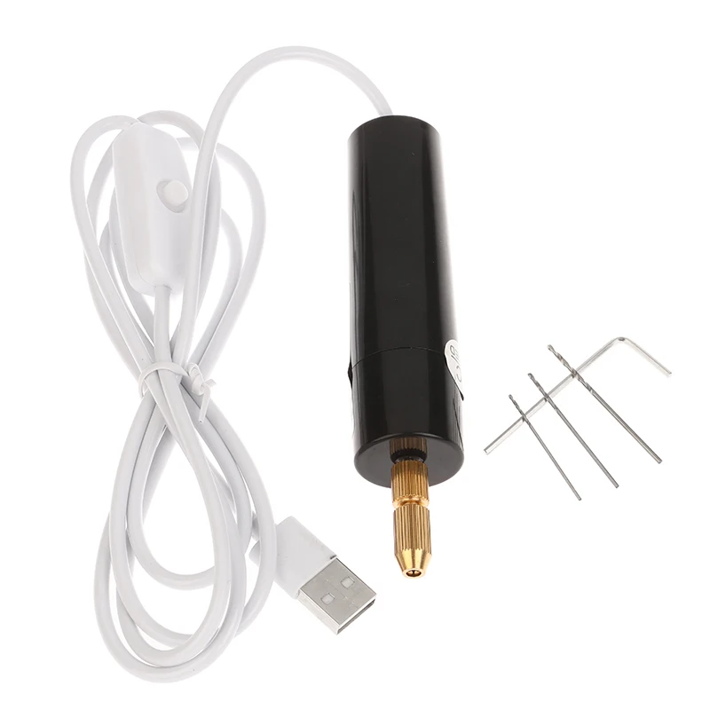 

5Pcs DIY Electric USB Electric Drill Tools With 3 Drill Bits For Epoxy Resin Jewelry Making Wood Craft Engraving Pen Tool