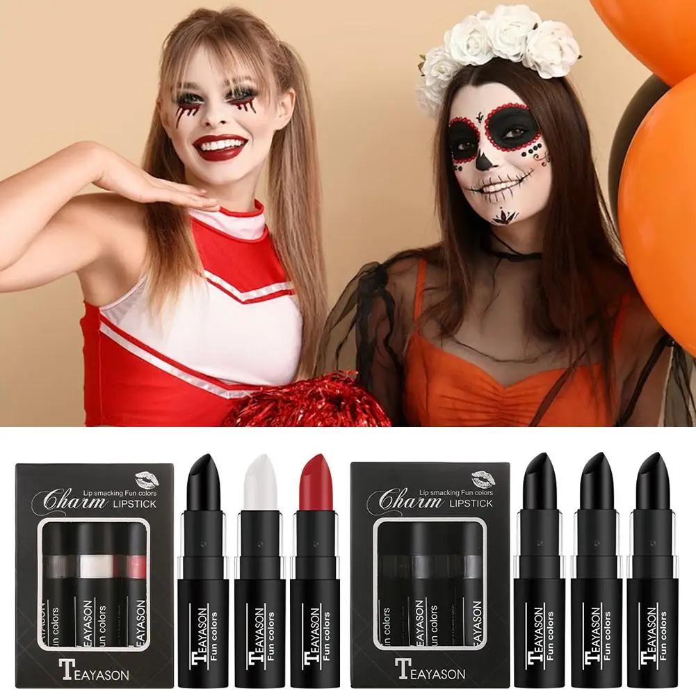 Matte Whitening Lippenstift Langlebig Nicht Trocknend Schwarz Weiß Rot Wasserdicht Und Schweiß-Proof Lippenstift Kit Für Mädchen frauen Mak C3R7