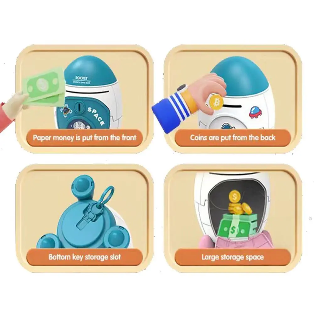 Salvadanaio con blocco password Salvadanaio elettronico di grande capacità Cassetta di sicurezza con chiave Salvadanaio per bambini