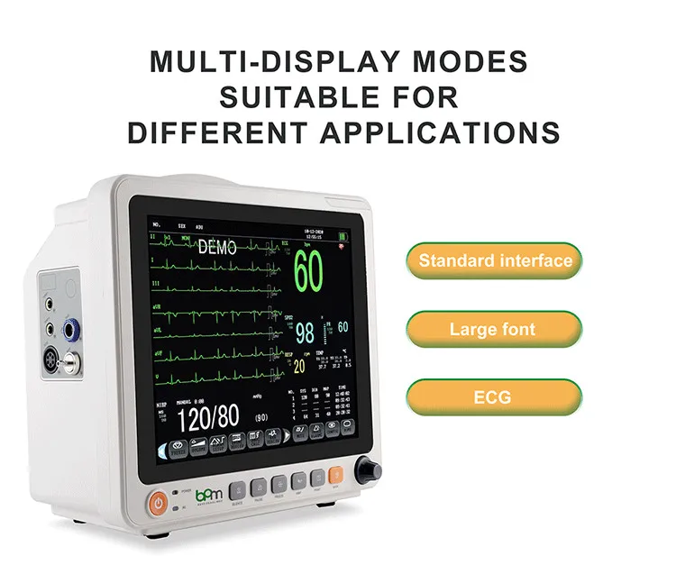 BPM-M1215 Easy Operation Accuracy Portable Multi Parameter Monitor Vet ECG Oxygen Monitor Veterinary Patience Monitor