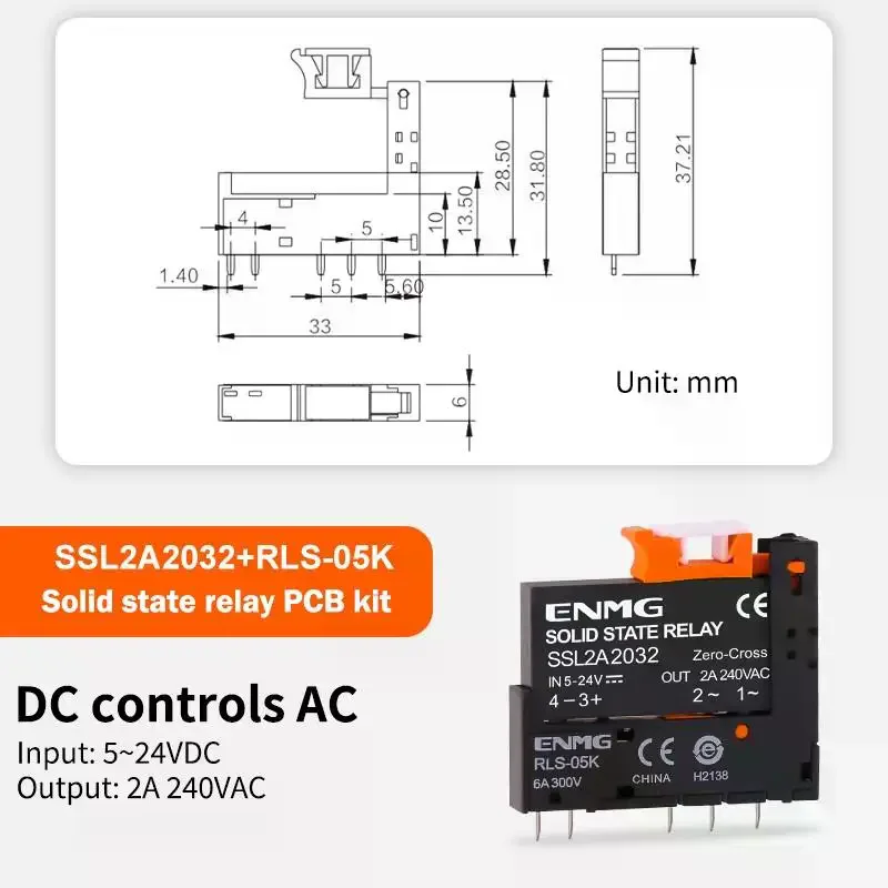 Ultra-compact Low-profile Solid State Relay 5V12V24V PLC Interface Type SSL6D6132 Control 6A 2A One Normally Open