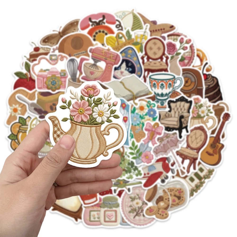 50PCS Retro Embroidered Graffiti Stickers DIY Phone Cases, Postcards, Luggage, Laptop Speaker Stickers