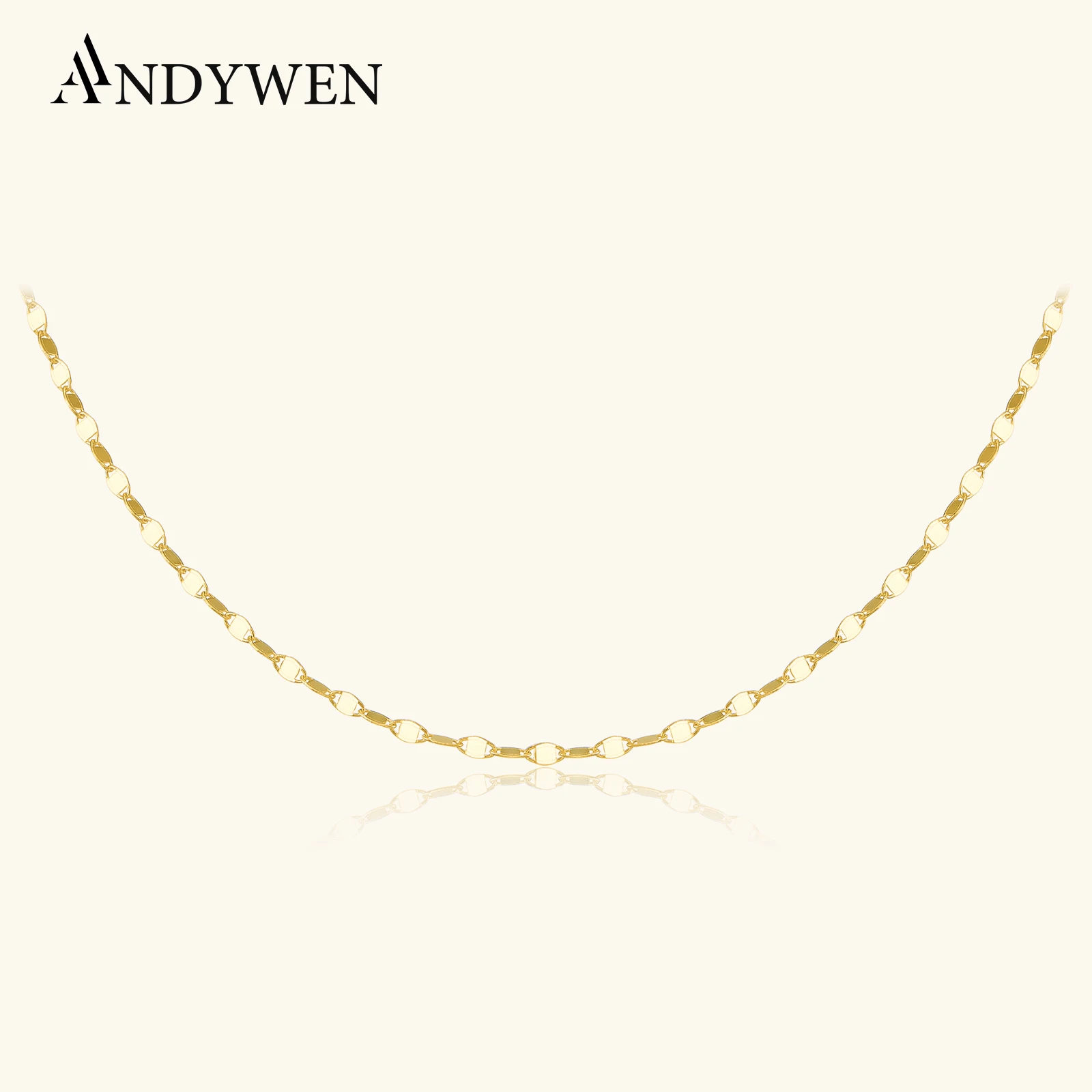 

ANDYWEN 2021, 100% стерлинговое серебро 925 пробы, золото, длинная цепочка-чокер, ожерелье, новинка 2021, брелки в стиле рок-панк, ювелирные изделия, подарок