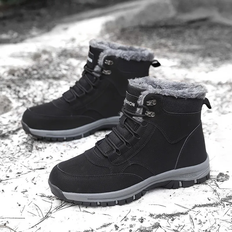 

Couple Snow Boots 2025Winter New High Top Cotton Shoes Non-slip Platform Boot Super Warm Plush Couple Boots Outdoor Hiking Botas