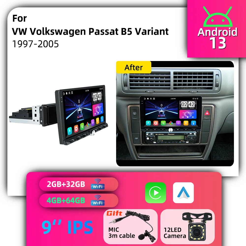 Car Stereo Android for VW Volkswagen Passat B5 Variant 1997-2005 1 Din 9