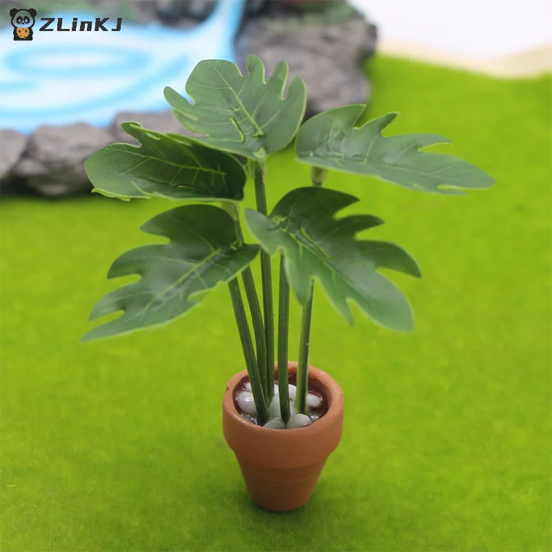 ▶ 1 個 1:12 ドールハウスシミュレーション緑の植物鉢植えモデル人形ホームリビングルームの装飾マイクロ風景庭のシーンの装飾品