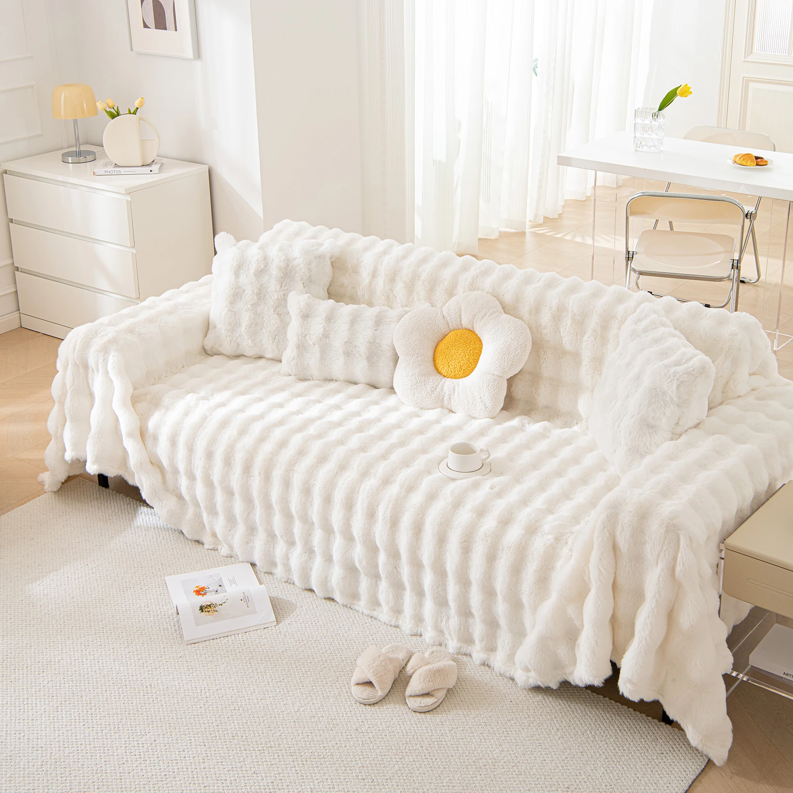 Room Decor Fur Plush Bedspread Bed Cover Sofa Cover Towel Blankets and Blankets for Living Room Bedroom