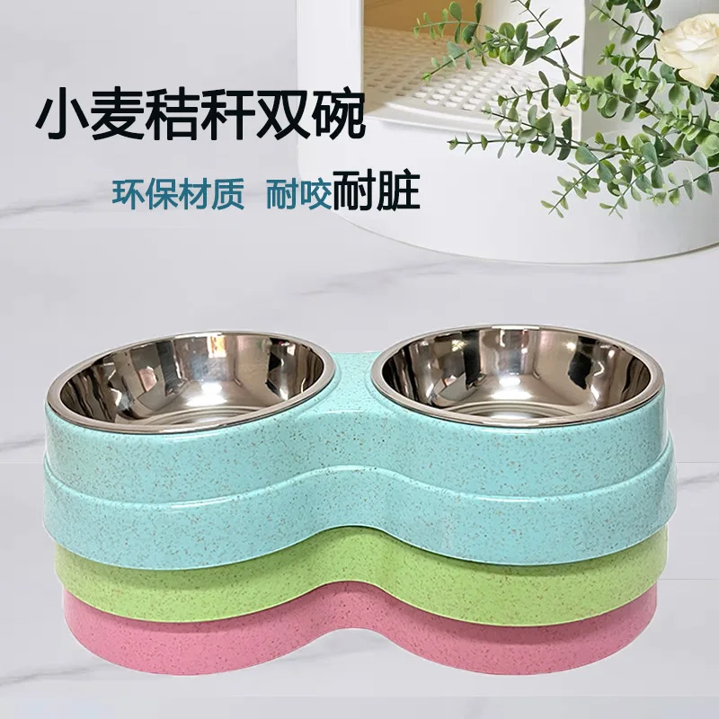 

Environment-friendly Pet Double-bowl Wheat Straw Material Is Dirt Resistant and Bite Resistant