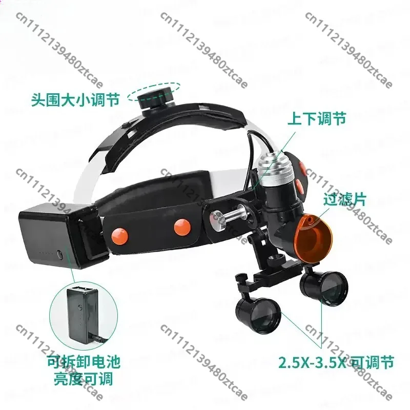 Head‑Mounted Dental Loupes 2.5X 3.5X Adjustable With LED Headlight Oral Surgical Instrument