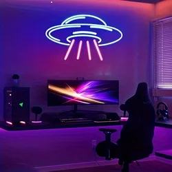 Aircraft Planet LED Neon Sign Light Astronaut Rocket Car Alien UFO Model Nightlight USB Plug Decor Game Kid Room Wall Shop Party