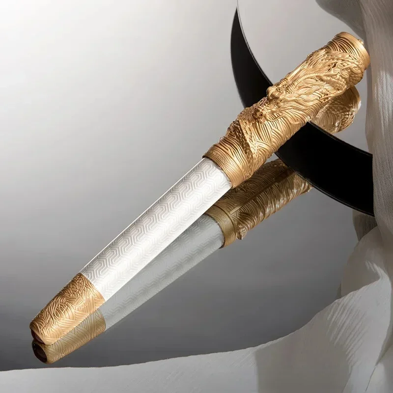 

Металлическая авторучка Hongdian A24 F/длинный нож 26 # Наконечник Golden Dragon Year Limited, подарочная ручка с резьбой, школьные и офисные письменные принадлежности