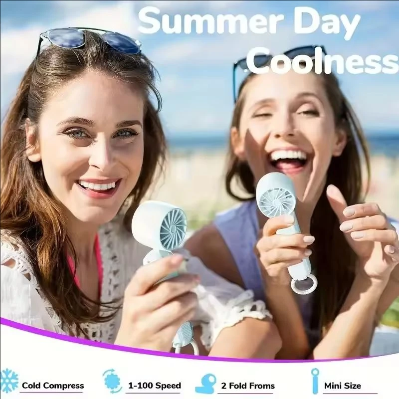 

100-Speed Foldable Mini Fan for Outdoor Travel, Office, Car - USB Rechargeable, Energy-Saving & Adjustable Dual Mode Cooling Tec