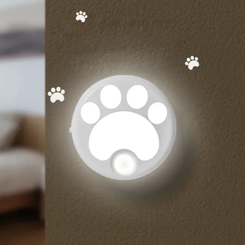 

Motion Sensor LED Night Light Cat Paw Wall Lamp Rechargeable Bedroom Bedside Sensor Light Room Decor Lighting Lamps Mood Light