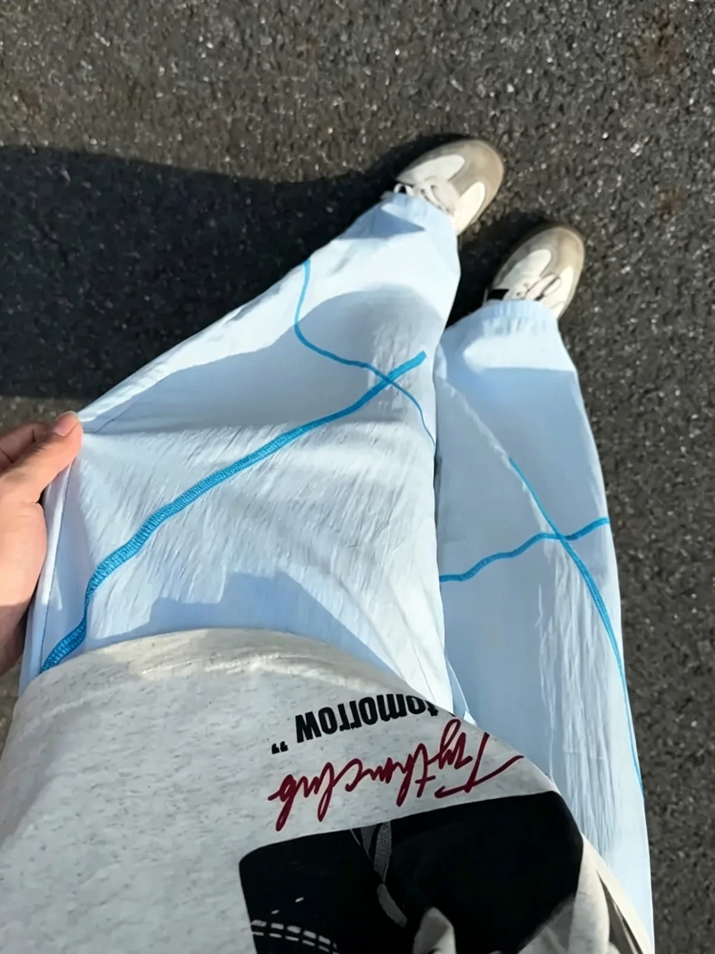 

Dopamine Blue Ice Silk Running Sports Pants Thin Summer Straight Leg Elastic Waist Patchwork Cool Breeze Breathable Men's Cas...