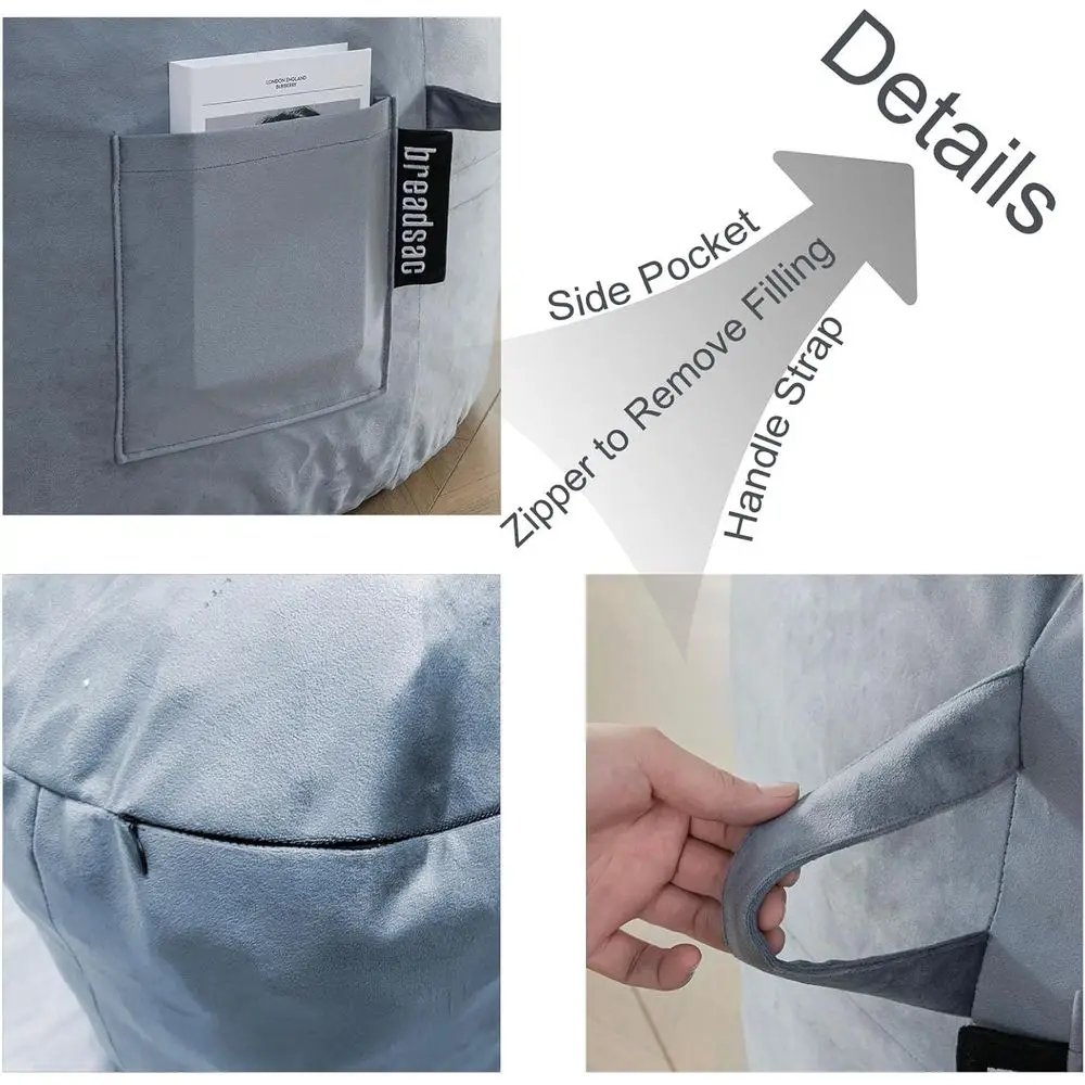 كراسي بين باج من إسفنج الذاكرة - أريكة كسولة مخملية للبالغين والمراهقين والأطفال وغرفة المعيشة وغرفة النوم والنوم #5