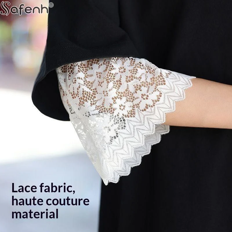 Polyester Lace Soft Lace Sleeves Elastic Wrist Breathable Decorative Cuffs Solid Color Mesh Bell Sleeves For Casual Outfits